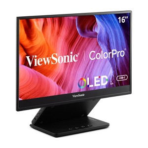 ViewSonic VP16-OLED 15.6" Portable 1080p OLED Monitor with 60W USB-C and mini-HDMI, and Ergonomic Stand - 1 of 4