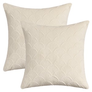 REGALWOVEN Velvet Solid Decorative Scallop Texture Modern Pillowcases 2 Pcs - 1 of 4