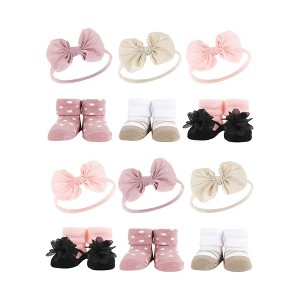 Hudson Baby Infant Girl 12Pc Headband and Socks Giftset, Blush Taupe, One Size - 1 of 2