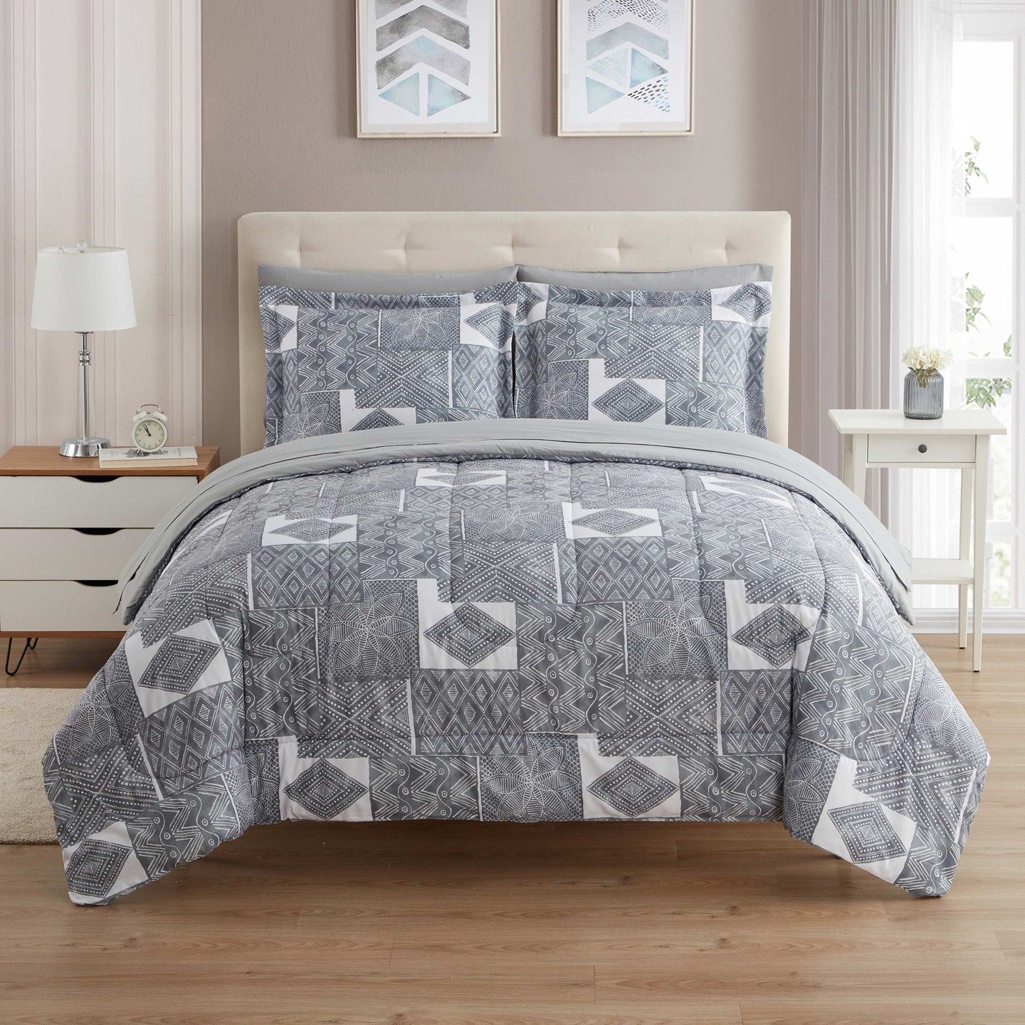 Постельное бельё Sweet Home Collections 7pc Tulsa Bed-in-A-Bag Printed Comforter Set - King — фото 1