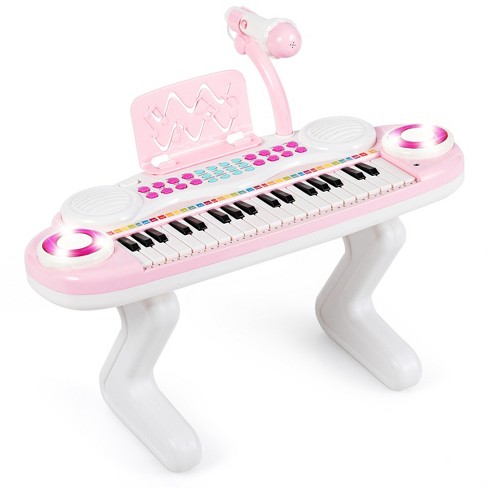 Undtagelse smid væk samle Costway Z-shaped Kids Toy Keyboard Piano 37-key Electronic Organ Light  W/microphone Pink : Target