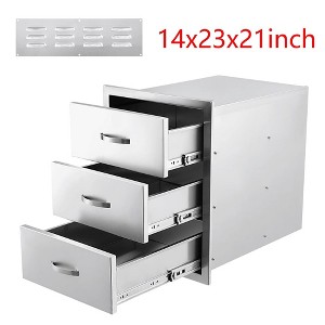 14x23x21 inch Triple Drawer Outdoor Kitchen BBQ Island Stainless Steel With Vent - 1 of 4