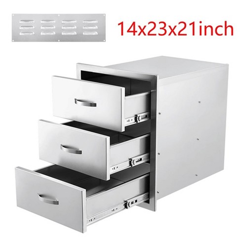 14x23x21 inch Triple Drawer Outdoor Kitchen BBQ Island Stainless Steel With Vent - image 1 of 4