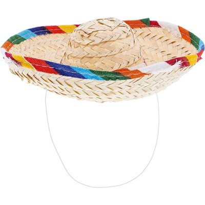 12 Pack Mini Mexican-Style Straw Sombrero Fiesta Party Hats for Cinco De Mayo Party Supplies, 3 X 8 inches