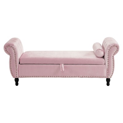 NicBex Modern 51.25" Velvet Storage Bench with Rolled Arms for Bedroom and Entryway