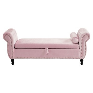 NicBex Modern 51.25" Velvet Storage Bench with Rolled Arms for Bedroom and Entryway - 1 of 4