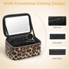 Leopard Print Makeup Bag with Detachable Mirror, Adjustable Stand ...