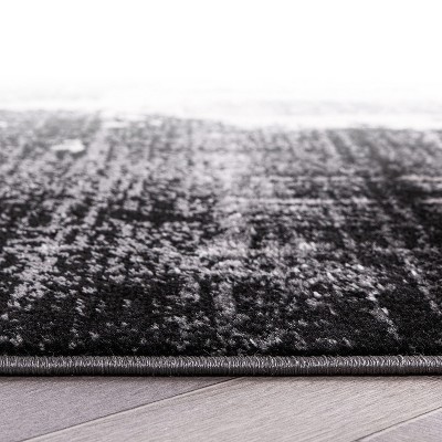Black and Gray Abstract 5' x 7' Stain-Resistant Area Rug