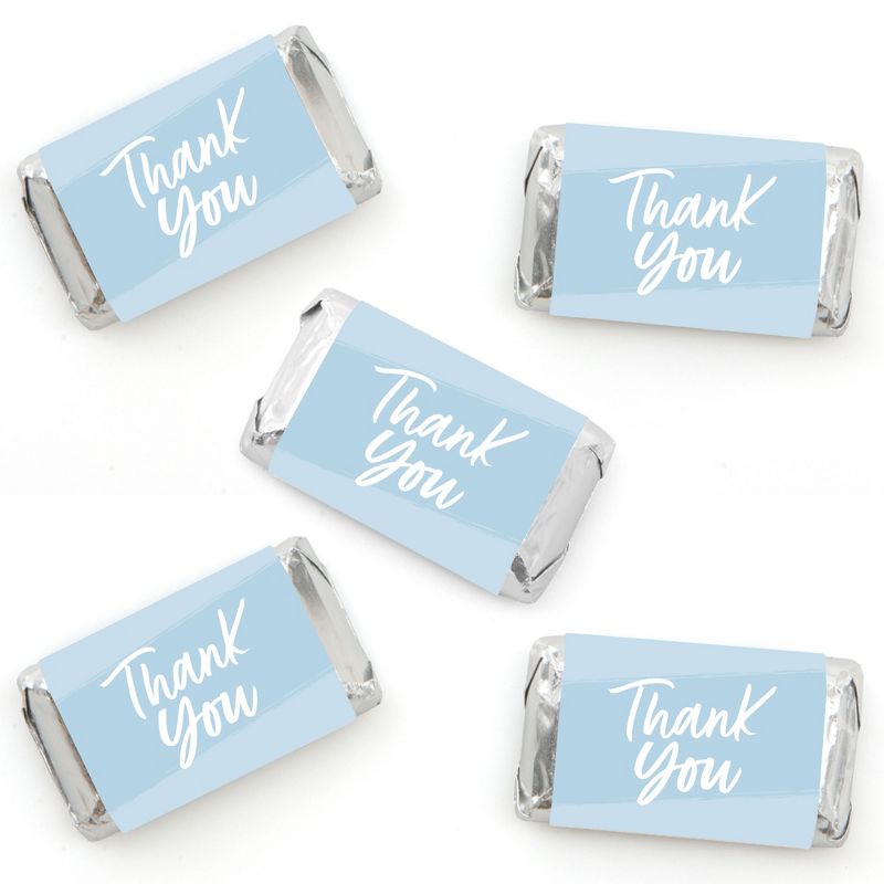 Big Dot of Happiness Dusty Blue Elegantly Simple - Mini Candy Bar Wrapper Stickers Party Small Favors 40 Ct, 1 of 7