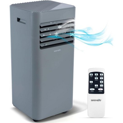 SereneLife 10,000 BTU Portable Air Conditioner - Built-in Dehumidifier, Fan Modes, Remote Control - Gray (SLPAC184S)