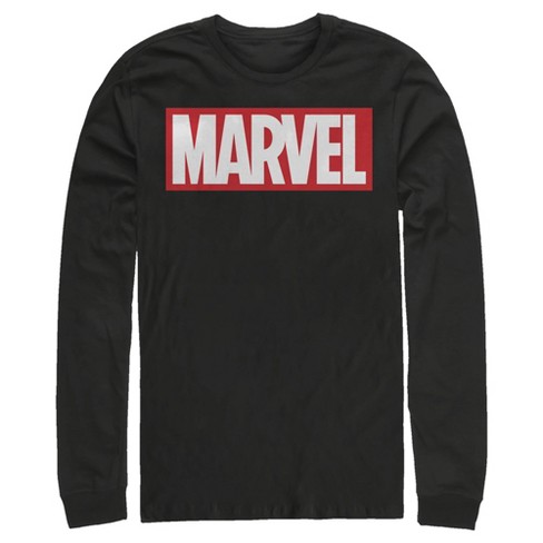 Men's Marvel Classic Bold Logo Long Sleeve Shirt - Black - Large