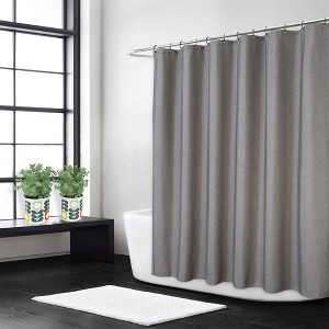 Flax Linen Like 240GSM Heavy Weight Fabric Shower Curtain for Bathroom - 1 of 4