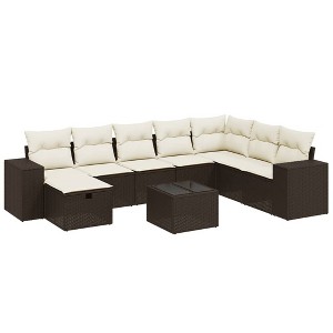 vidaXL Garden Sofa Set Brown Poly Rattan Large Modular Garden Sofa Set - 1 of 4