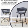 QingMoon Swivel Bar Stools Set of 2, Linen Upholstered Barstools, Modern Counter Height Chairs with Adjustable Non-Slip Foot Mat for Kitchen Island - 2 of 4