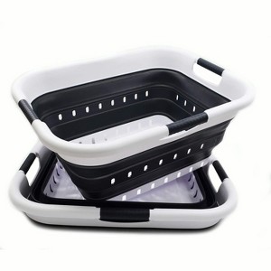 SAMMART 41L (10.8 gallon) Set of 2 Collapsible Plastic Laundry Basket with 3 Handles - 1 of 4