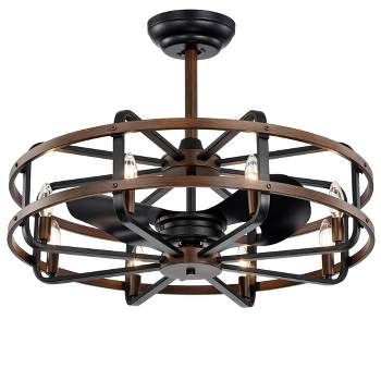 29" x 29" x 22" 8-Light Dassel Lighted Ceiling Fan Brown - Warehouse Of Tiffany