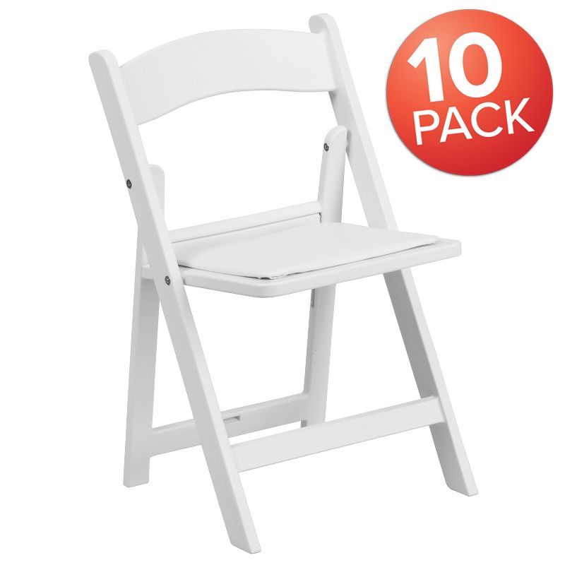 Emma and Oliver 10 Pack Kids White Resin Folding Event Party Chair with Vinyl Padded Seat, 1 of 13