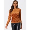 INSPIRE CHIC Women's Casual Vintage Velvet Crew Neck Long Sleeve T-shirts - 3 of 4