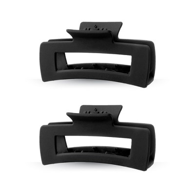 LA Glam Co. Nude 4" Rectangle Claw Clips - All Hair - 2-Pack - Black