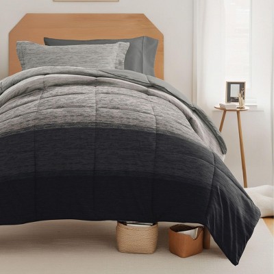 Becky Cameron 8PC Dorm Bedding Bundle, Patterned Comforter Set, Solid Sheet Set, Pillows, Laundry Bag - Becky Cameron, Forget Me Not Navy, Twin Extra Long — фото 3
