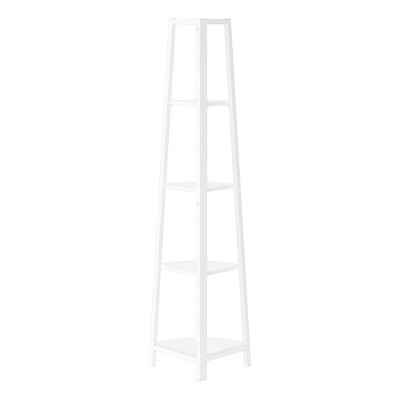 White Metal and Laminate 4-Tier Corner Etagere Bookcase
