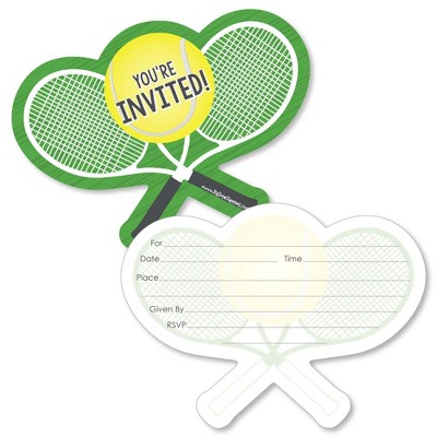 Big Dot of Happiness You Got Served - Tennis - Shaped Fill-in Invites - Baby Shower or Tennis Birthday Party Invite Cards with Envelopes - Set of 12