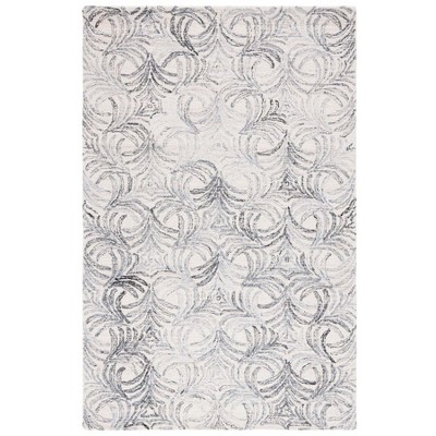 Gray Floral Hand-Tufted Wool and Synthetic Area Rug
