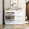 Karl Home 3 Flip Drawers and 2 Sorage Drawers White Particle Board 31.5in. W Shoe Cabinet - 2 of 4