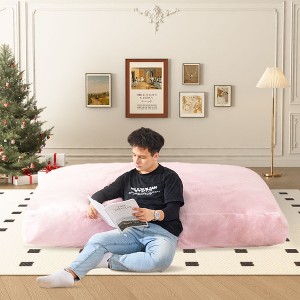CAVINAS Faux Fur Bean Bag Chair with High-Density Foam,Lazy Floor Sofa Chair Can Convert to Floor Mattress Bed,Lounge Chair for Living Room - 1 of 4