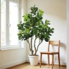 Gulches 84in Artificial Banyan Tree in Pot 1PC 7FT Silk Green Leaves Natural Trunk Indoor Outdoor Faux Plant - 3 of 4