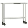 vidaXL Kitchen Work Table with Wheels 43.3 in.x11.8 in.x33.5 in. Stainless Steel - 2 of 4