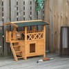 PawHut Wooden Cat House Feral Cat Shelter Kitten Condo Dog Habitat with Balcony, Stairs, Asphalt Roof for Outdoor - image 2 of 4