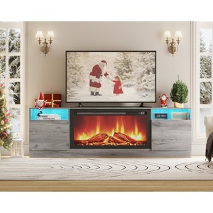 Modern 70"Wooden TV Stand Media Console w/ Storage Cabinet, Fits 75" TVs, Compatible w/ 36" Electric Fireplace (Fireplace Not Included) - 1 of 4