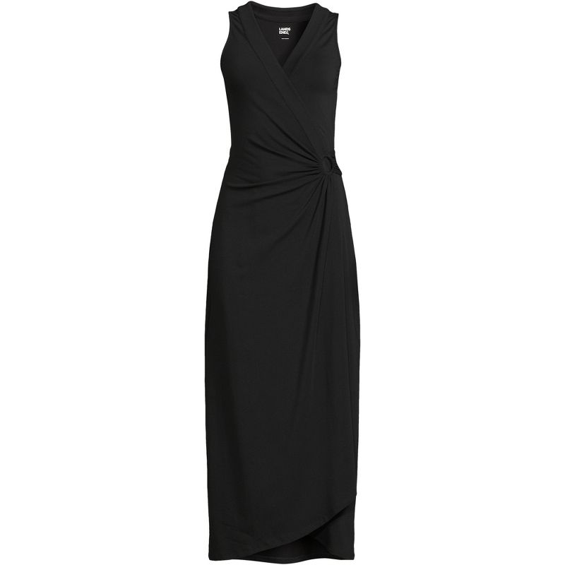 Lands' End Women's Tall Light Weight Cotton Model Sleeveless Surplice Maxi Dress, 2 of 3