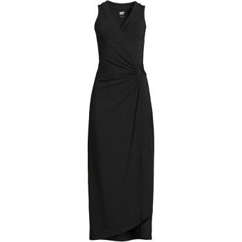 Lands' End Women's Tall Light Weight Cotton Model Sleeveless Surplice Maxi Dress
