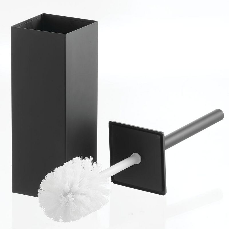 mDesign Steel Square Toilet Bowl Brush and Holder for Bathroom, 4 of 7