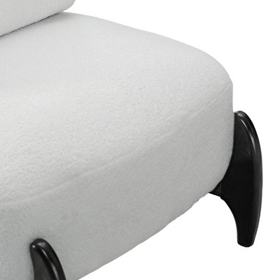 Close-up of light gray textured cushion fabric on chair