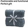 Velvet Weighted Blanket, Chunky Knitted, Soft Cozy, Breathable, Machine Washable, 50x60 Inch, 10lbs, Blue - 4 of 4