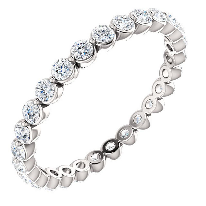 Pompeii3 3/4 Ct Diamond Single Prong Eternity Ring Wedding Stackable Band White Gold, 2 of 6