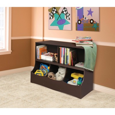 Espresso MDF Kids' Multi-Bin Storage Cubby with Open Shelves