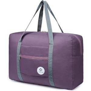 Hachikiko Foldable 25L Travel Duffel Tote, Waterproof Carry On Luggage for Frontier Airlines, Overnight Gym Bag,Purple - 1 of 4