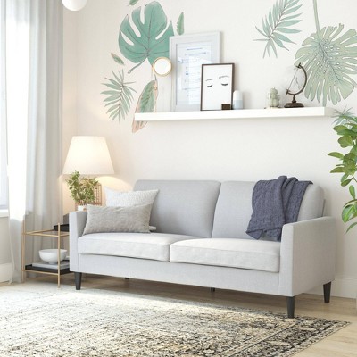 Light Gray Linen 67'' Wood Frame Pillow-Top Arm Sofa