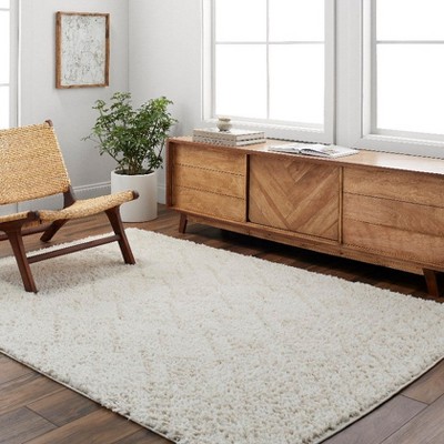 Jalon Off-White Synthetic Rectangular Area Rug 5'3" x 7'
