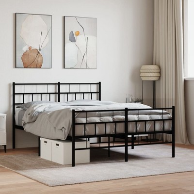 vidaXL Metal Bed Frame with Headboard and Footboard Black 53.1 in.x74.8 in.