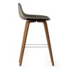 CAVINAS Linen/Faux Leather Counter Height Bar Stools Set of 2,Bent Wood Counter Stools with Chrome Footrest,Armless Barstools for Kitchen Island - 2 of 4