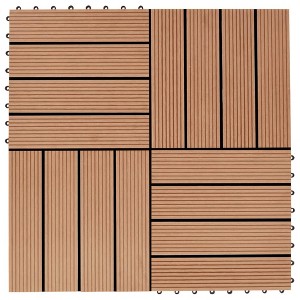 vidaXL 11 pcs Decking Tiles WPC 11.8"x11.8" 1 sqm Teak Color - 1 of 4