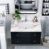 KWPZQEB Marble Vanity Top, with Undermount Rectangular Middle Sink and 4" Height Backsplash, 1 Predrilled Centerset, Carrara white with veins - 2 of 4