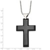 Chisel Stainless Steel Polished Black IP-plated Large Cross Pendant on a 24" Ball Chain Necklace - 4 of 4