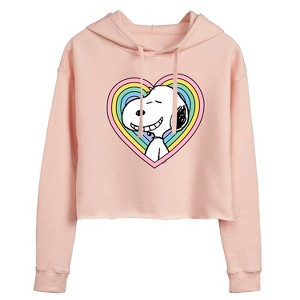 Women's - Peanuts - Snoopy Heart Cropped Graphic Hoodie - 1 of 4