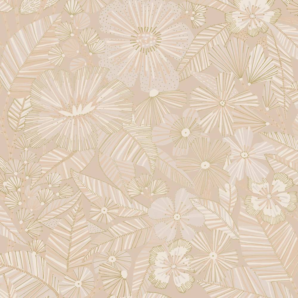 Photos - Wallpaper Tempaper & Co. 28 sq ft Metallic Bloom Peel and Stick  Dusty Rose Pink/Metallic Gold